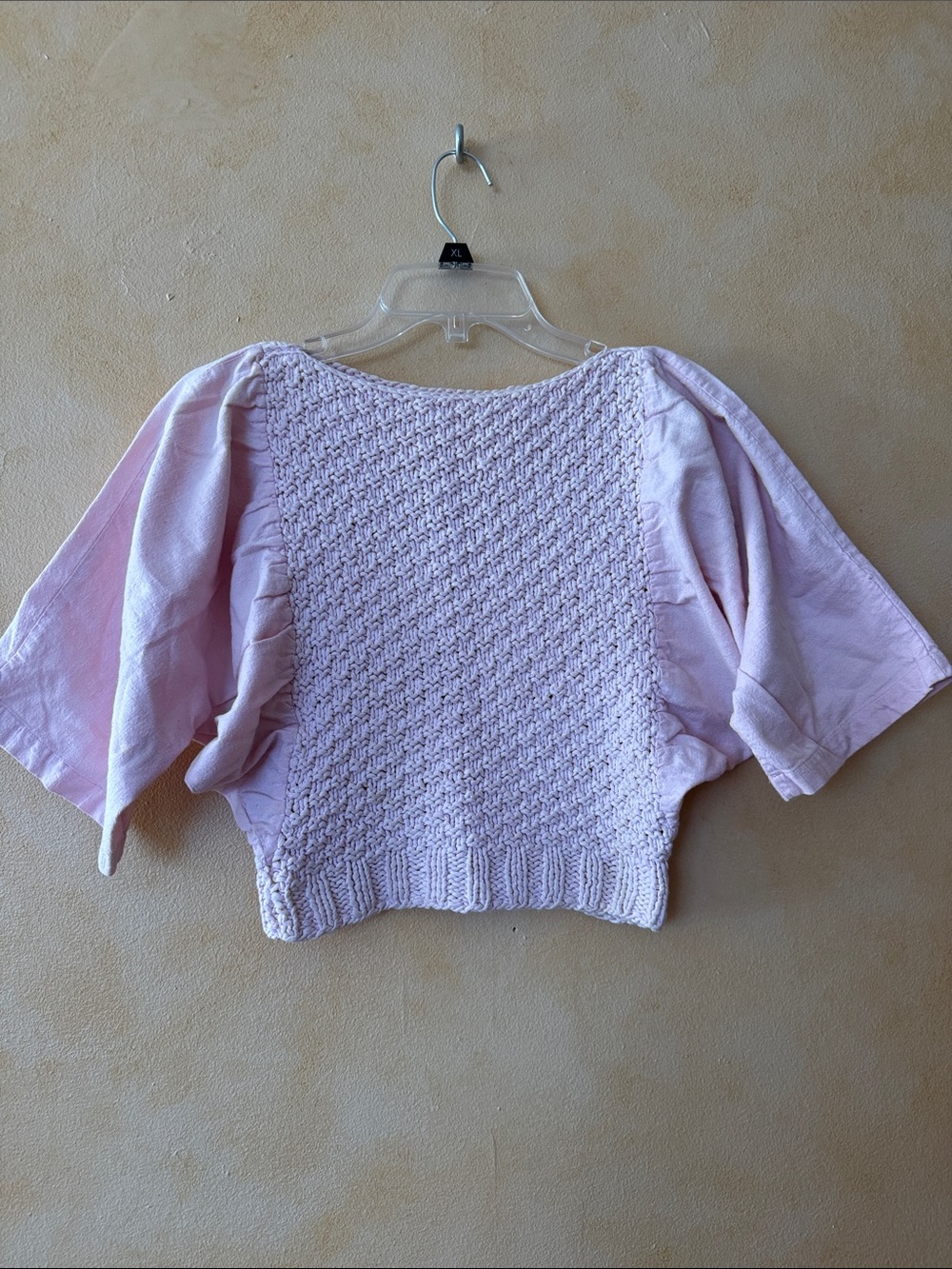 Vintage Light Pink Hand Made Knit Cropped Top